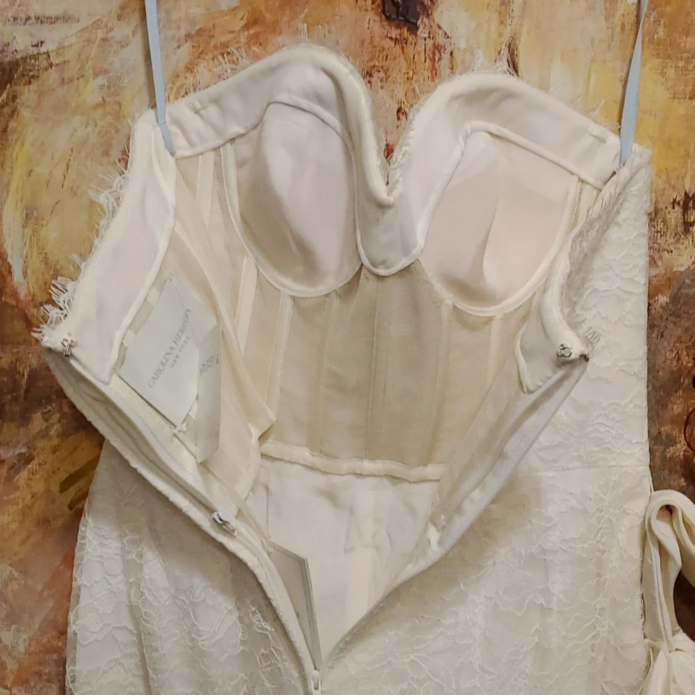 Sz 6 NWT $3990 Carolina Herrera Lourdes bridal lace jumpsuit with belt - Picture 7 of 9